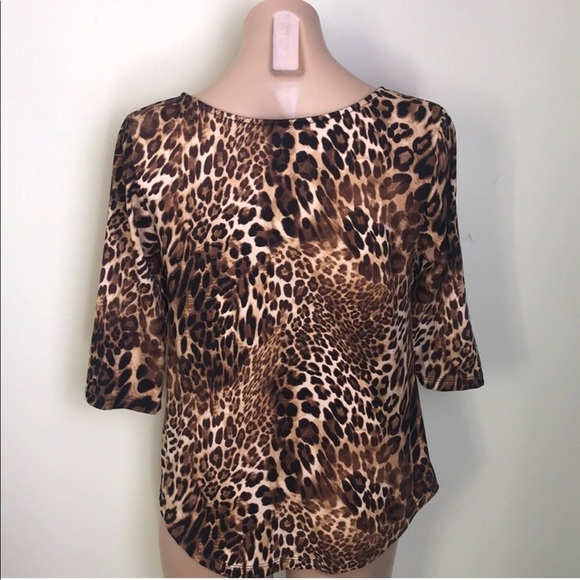 W5 Leopard Top Animal Print Cheetah Knotted Soft - Picture 3 of 6